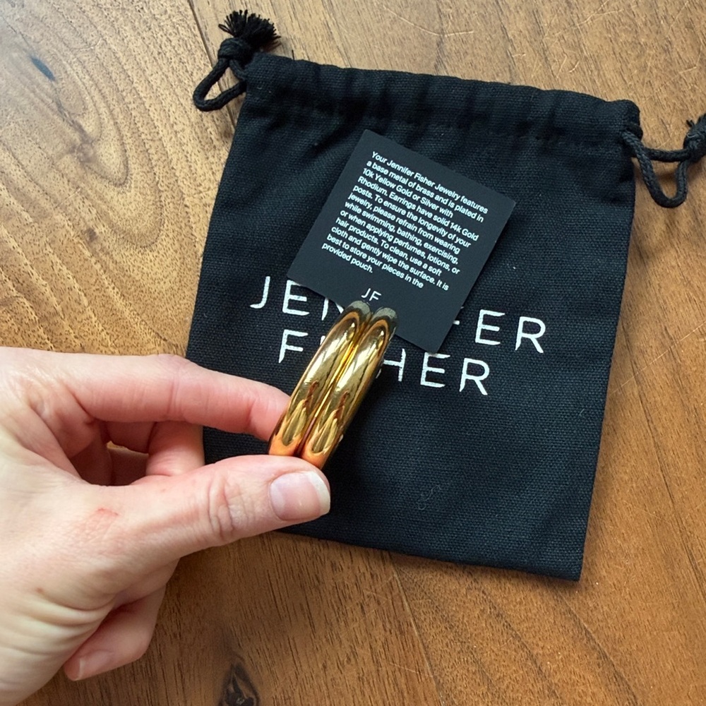 JENNIFER FISHER 1.5” Samira Baby Yellow Gold Hoop Earrings - Picture 3 of 4